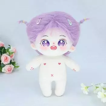 Хлопковая кукла Mochadoll 20 см, фиолетовая кукла Коко без атрибута, кукла-идол