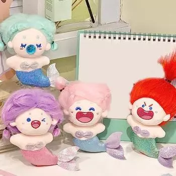 Хлопковая кукла-русалка, игрушка, красочные пушистые волосы, милая мягкая кукла-русалка, плюшевые игрушки, ролевые игры розовый