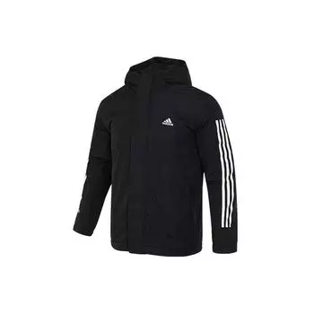 Хлопковая куртка Adidas с тремя полосками и буквенным принтом, мужская верхняя одежда, черная IP2537 S