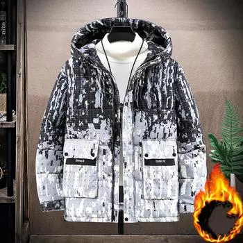 Хлопковая куртка больших размеров, зимняя утолщенная хлопковая куртка, толстая мужская рабочая одежда, пуховая хлопковая куртка с капюшоном, мужская 5XL-11XL 10XL чёрный