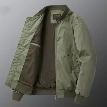 Хлопковая куртка-бомбер мужская весна-осень свободная мужская бейсбольная куртка большого размера M чёрный