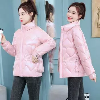 Хлопковая куртка, короткая женская блестящая корейская версия, бесплатная стирка, хлебная куртка, зимняя новая облегающая хлопковая куртка, модная хлопковая куртка, куртка 4XL