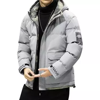 Хлопковая куртка, мужская пуховая хлопковая куртка, зимняя молодежная новая утолщенная теплая хлопковая куртка, зимнее пальто для мужчин M