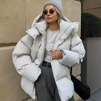 Хлопковая куртка Осенняя и зимняя хлопковая куртка Женская свободная хлопковая куртка Свободные топы куртки L чёрный