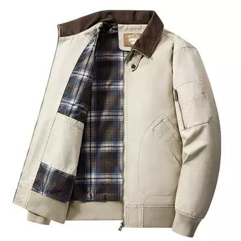 Хлопковая куртка-пилот, мужская, весна-осень, американская, повседневная, со свободным воротником, рабочая, бейсбольная куртка XXXXXL чёрный