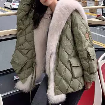 Фланелевая куртка женская средней длины осенне-зимняя одежда L