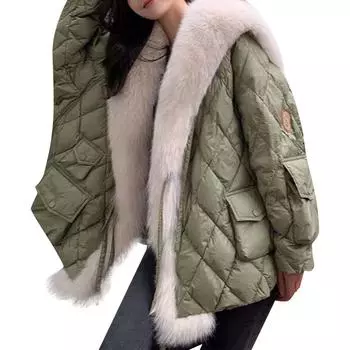 Хлопковая куртка с имитацией травы, темно-синий воротник, хлопковая куртка, женская осенне-зимняя одежда средней длины S