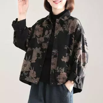 Хлопковая куртка с подкладкой, женская куртка большого размера, женская, свободная, теплая, осенне-зимняя, верхняя куртка XL