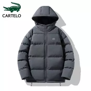 Хлопковая куртка с вышивкой, мужская зимняя с капюшоном, новая свободная и утолщенная хлопковая куртка, теплая пуховая хлопковая куртка, универсальная мужская куртка для хлеба