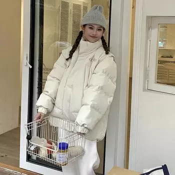 Хлопковая куртка со съемными рукавами, женское зимнее свободное теплое утепленное пальто S бежевый