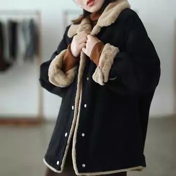 Хлопковая куртка женская зимняя стеганая утолщенная теплая хлопковая куртка удобная свободная повседневная куртка M чёрный