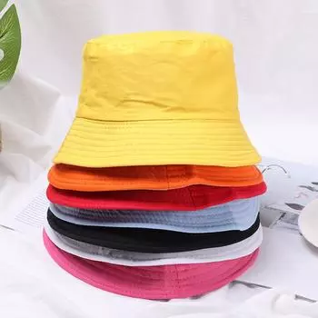 Хлопковая летняя складная шляпа-ведро унисекс женская уличная солнцезащитная шляпа однотонная кепка для рыбалки и охоты мужская пляжная кепка для бассейна оранжевый