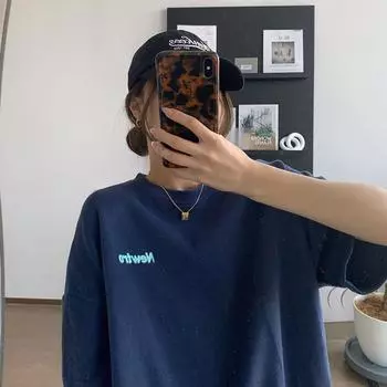 Хлопковая летняя свободная футболка с круглым вырезом и короткими рукавами для женщин, повседневная женская базовая рубашка большого размера, верхняя женская одежда M