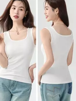 Хлопковая майка для женщин, тонкая верхняя одежда, нижнее белье для прикрытия боковых частей груди, облегающий топ без рукавов с резьбой для ношения под одеждой L белый