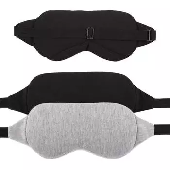 Хлопковая маска для глазХлопковая регулируемая маска для глазУдобная и дышащаяПутешествоватьОтдыхСонСонПолнотеневые маски для глаз серый
