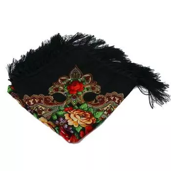 Хлопковая мода русский стиль печать пашмина большой размер палантины кисточка шарф шаль квадратный шарф чёрный