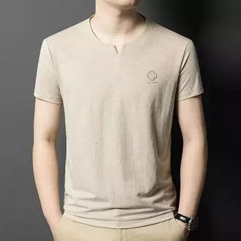 Хлопковая мужская футболка с короткими рукавами, удобная, мягкая, с круглым вырезом, однотонная, повседневная, летняя, молодежная, мужская футболка M