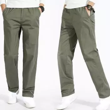 Хлопковая мужская рабочая одежда, потертые брюки, мужские весенне-осенние тонкие повседневные брюки большого размера, мужские однотонные повседневные рабочие брюки L