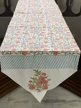 Хлопковая настольная дорожка с блочным принтом