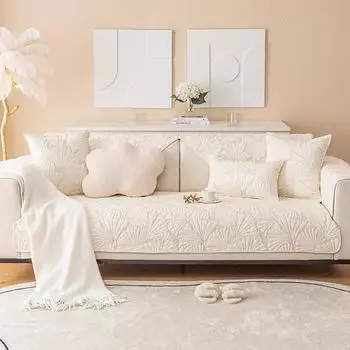 Хлопковая Нескользящая диванная подушка для четырех сезонов из чистого хлопка, бежевая летняя скандинавская подушка, универсальная ткань для полотенец для дивана 70x70cm 1pcs