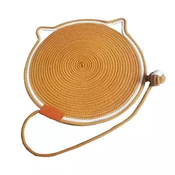 Хлопковая нить Коврик для кошки Ручная работа Мультяшный Милый Удобный Защищенный от царапин Когтеточка для кошки с мячом кофейный