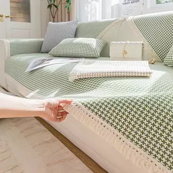 Хлопковая нить, старая грубая ткань, четыре сезона, универсальный, легкий, нескользящий, модный, простая подушка, все включено, все в одном полотенце-чехол 30*50CM зелёный