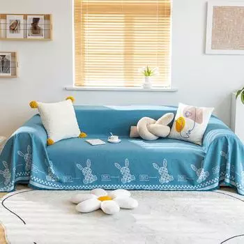 Хлопковая нить, ткань для чехла для дивана, четыре сезона, универсальная, против царапин, с антипригарным покрытием, шерсть, мультяшный нефритовый заяц, простая универсальная, утолщенная, нескользящая. 180*130