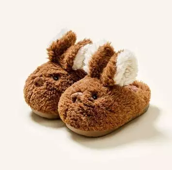 Хлопковая обувь для детей, милая, теплая, зимняя обувь для девочек, мохнатые домашние тапочки для детей, мальчиков, зимние, с рисунком, для малышей, нескользящие, для дома 14cm розовый