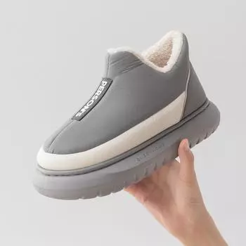 Хлопковая обувь для дома, теплая, толстая подошва, нескользящая, штампованная, с приятными ощущениями, зимние хлопковые тапочки из хлопка 44-45 серый