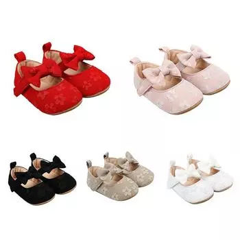 Хлопковая обувь для маленьких девочек, ретро-цветочный дизайн с бантом, весенне-осенняя обувь для малышей, обувь для первых ходунков для младенцев 12
