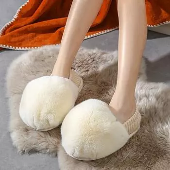 Хлопковая обувь для женщин, теплые плюшевые тапочки для осени и зимы, удобные домашние сумки для женщин и аксессуары для дома 36 белый