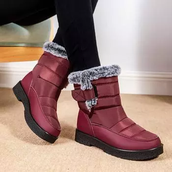 Хлопковая обувь, имитирующая мех кролика, теплые женские зимние ботинки с застежкой-липучкой, водонепроницаемые женские ботинки, повседневная женская обувь 35