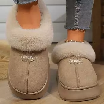 Хлопковая обувь осенне-зимняя мода Ins Style хлопковые тапочки для мужчин и женщин для дома и улицы теплая обувь больших размеров 36 чёрный