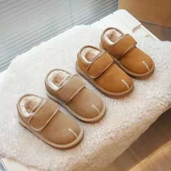 Хлопковая обувь с флисом зимние сапоги для девочек 21 хаки