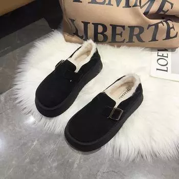 Хлопковая обувь, женская, новая, высокого класса, на толстой подошве, модные, на плоской подошве, зимние ботинки, маленькие люди носят удобную повседневную обувь 35