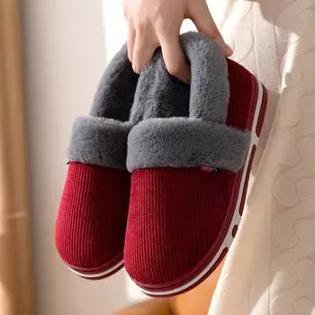 Хлопковая обувь женская осенне-зимняя сумка на каблуке домашняя крытая нескользящая ворсовая утолщенная теплая плюшевая сумка для удержания шнурки на каблуке мужская 36-37 темно-синий