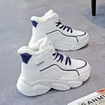 Хлопковая обувь женская зимняя мягкая утолщенная обувь 2024 новые кроссовки толстые зимние ботинки толстые кроссовки на танкетке женские 35