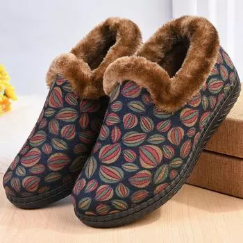 Хлопковая обувь женская зимняя новая бархатная утолщенная обувь для мам среднего и пожилого возраста теплая обувь из ткани с принтом 36