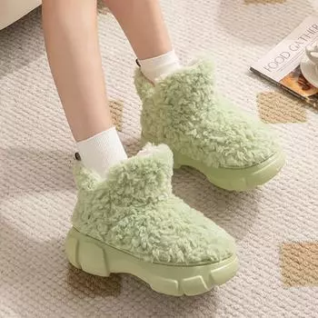 Хлопковая обувь, женские зимние простые теплые ботинки с утолщенным бархатом, высокие нескользящие ботинки для снега из ЭВА 34/35 белый