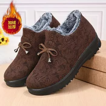 Хлопковая обувь зимняя бархатная утолщенная одна педаль тканевая обувь для сохранения тепла пожилая мать среднего возраста одна туфля 36