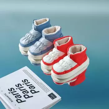 Хлопковая обувь зимняя домашняя повседневная удобная пара платформа для дома термальные ботинки нескользящие водонепроницаемые зимние ботинки 36-37 match 35-36 красный