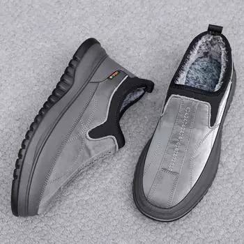 Хлопковая обувь Зимняя новая мягкая прогулочная обувь Теплая мужская обувь Утолщенные зимние ботинки Мужские хлопковые ботинки на липучках 39 чёрный