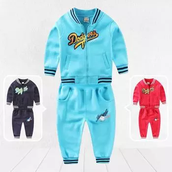 Хлопковая одежда для маленьких мальчиков и девочек, свитер с карманом на молнии, зимне-весенний комплект, детская одежда с длинными рукавами 3T красный