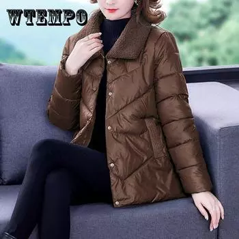 Хлопковая одежда для женщин зимой, легкое и модное пальто из овечьей шерсти, приталенная куртка из хлопка и верхняя одежда M шампанского