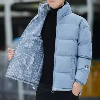 Хлопковая одежда Мужская и женская зимняя свободная парная одежда с двухсторонним хлопковым наполнителем Мужские толстые теплые студенческие куртки M чёрный