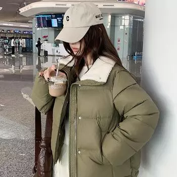 Хлопковая одежда женская короткая овчина новая овечья шерсть сращивание большой лацкан маленький дизайн осень и зима темперамент куртка M