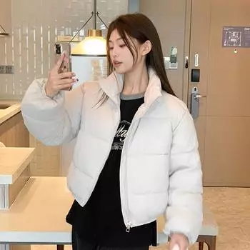 Хлопковая одежда женская новая свободная студенческая хлопковая одежда женская короткая маленькая стеганая куртка осень и зима универсальное пальто прилив M чёрный