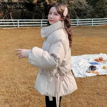 Хлопковая одежда, женская одежда для хлеба, студенческая корейская версия, свободная хлопковая куртка, женское короткое зимнее теплое пальто S чёрный