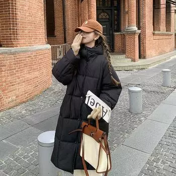 Хлопковая одежда женская средняя и длинная модная утолщенная свободная одежда для поездок на работу в пригород, модное пальто с капюшоном 2024 года, новое зимнее пальто S
