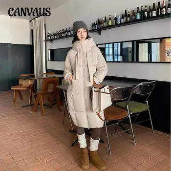 Хлопковая одежда Женская зимняя мода средней длины, больших размеров, длиной до колена, утолщенная, с капюшоном, хлопковая куртка с подкладкой из хлопка, одежда для выпечки из хлопка S чёрный